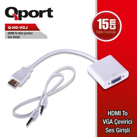 QPORT Q-HD-VGJ HDMI TO VGA+Ses Girişli Çevirici