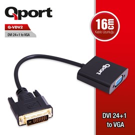 QPORT Q-VDV2 DVI(24+1) To VGA Çevirici