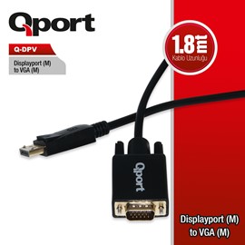 Qport Q-Dpv Dısplay Port(M) To Vga(M) 1.8 Mt Çevirici Kablo