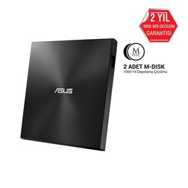 Asus ZenDrive-U7M SDRW-08U7M-U Harici İnce DVD Yazıcı, M-Disc, 2 adet M-DISC DVD Hediyeli, Siyah