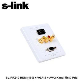S-Link SL-PRZ10 HDMI(180) + VGA*2 + AV*2 Kanal Üstü Priz