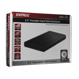 Everest HDC-127 2.5" Siyah USB 2.0 SATA Harddisk Kutusu