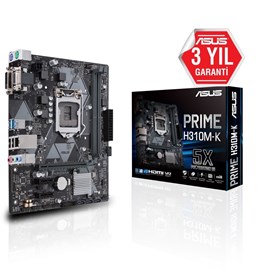 Asus Prime H310M-K DDR4 2666MHz Sata 6Gbps VGA GLAN Intel LGA-1151p USB 3.1 mATX Anakart