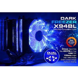 DARK DKCCX94BL FREEZER X94 Intel/AMD LGA 775/ 1155/ 1150/ 1151/ 2011/ 2011-v3 FM1/FM2/AM2+/AM3/AM4 Ryzen Uyumlu İşlemci Soğutucu