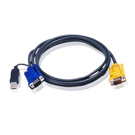 ATEN 2L-5202UP 1.8M Vga Usb Kvm Kablo 3in1 Sphd (Klavye/Mouse/Video) Dahili PS/2-USB Çevirici