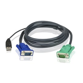 ATEN 2L-5205U 5M Vga Usb Kvm Kablo 3in1 Sphd (Klavye/Mouse/Video) Dahili PS/2-USB Çevirici