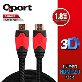 QPORT Q-HDMI21 1.8MT Ver 2.0 Altın Uçlu HDMI Kablo