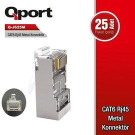 QPORT Q-J625M CAT6 Metal Kaplama RJ45 Konnektör 25'lik