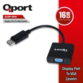 QPORT Q-DP-VGA Dısplay Port(M) To Vga(M) Çevirici