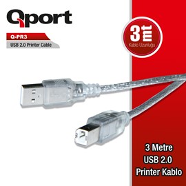 QPORT Q-PR3 USB 2.0 3Mt Yazıcı Kablosu