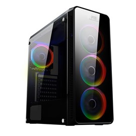 POWERBOOST VK-G3904S USB3.0 Full Siyah Arcylic Halo Rainbow RGB Fan kasa (PSU Yok) (JBST-VKG3904S)