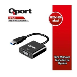 QPORT Q-UVG USB 3.0 TO VGA ÇEVİRİCİ