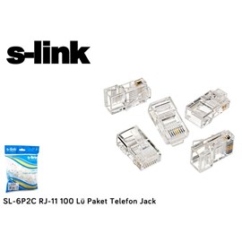 S-LINK SL-6P2C 100 Adet RJ11 Konnektör