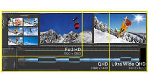 UltraWide QHD 3440 x 1440 piksel ile CrystalClear görüntüler